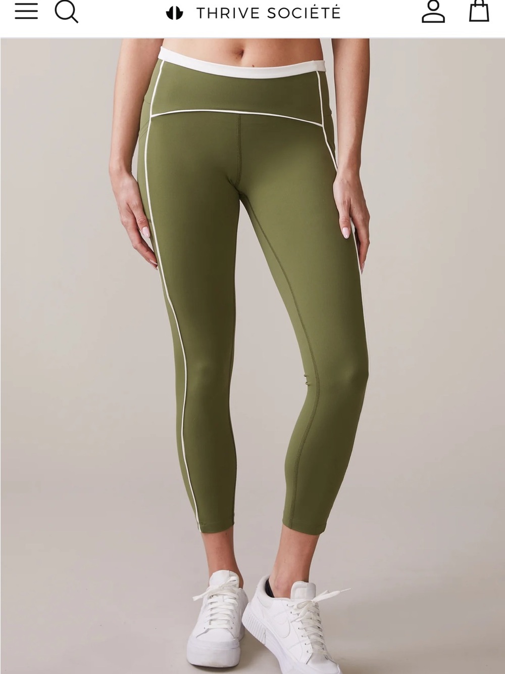 Thrive Société Olive High-Rise Piped Leggings
